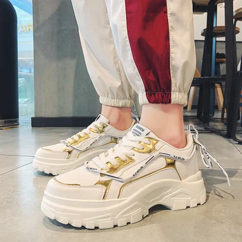 

New Style Spring MEN'S SHOES Korean-style Trend White Shoes Sports Casual Thick Bottomed Extra High Versatile Dad Trendy Shoes