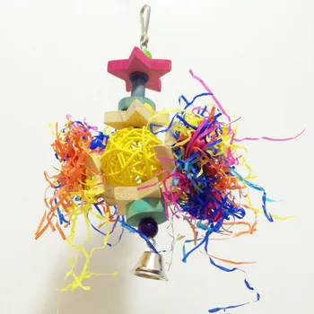 

Home Bird Toys Pet Parrot Chewing Toys Five-pointed Star Natural Rattan Ball Toy Bird Cage Decoration Supplies Random Color