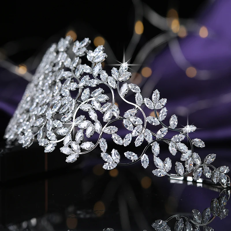 Crown HADIYANA Leaves Design Vintage Women Wedding Bridal Hair Accessories Party Tiaras And Crown Cubic Zircon BC5170 Corona