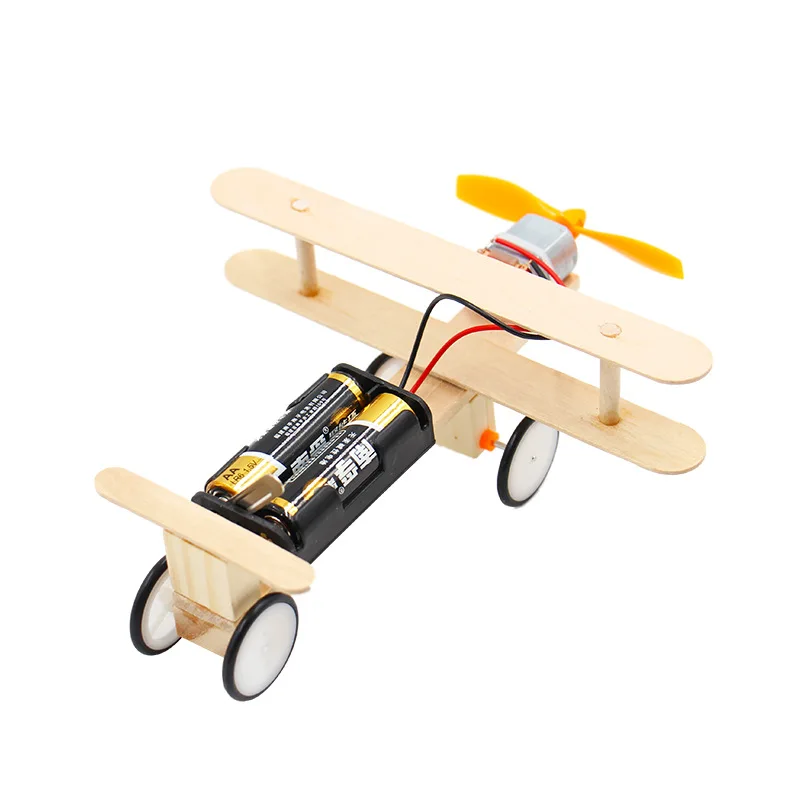 2020 New Electric Taxiing Aircraft Toy Set DIY Educational Robot Wooden Aircraft Parent-child Interactive Game Boy Gift