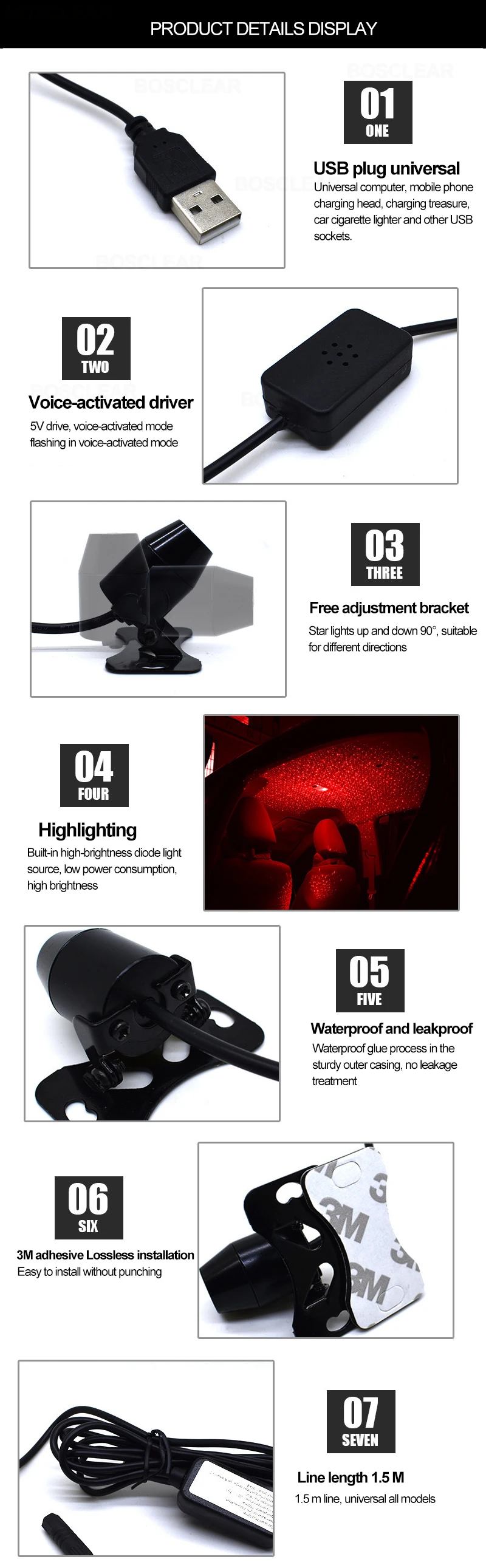 Светодиодный автомобильный светильник, авто интерьерный USB атмосферный свет, подключи и играй, декоративный светильник, аварийный светильник, автомобильные аксессуары, декоративная лампа