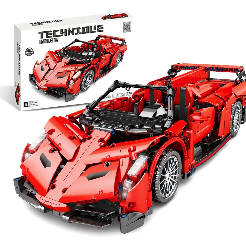 

Toys for Children Red Simulation Sports Car Racing Model Kit Boys Assembling Diy Educational Building Blocks Brick Kids Toy T32