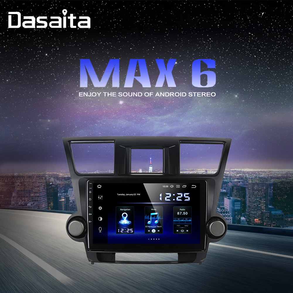 

10.2" IPS 1 Din Car Radio Player Android 9.0 for Toyota Highlander 2009 2010 2011 2012 Navigation HDMI MP3 64GB ROM