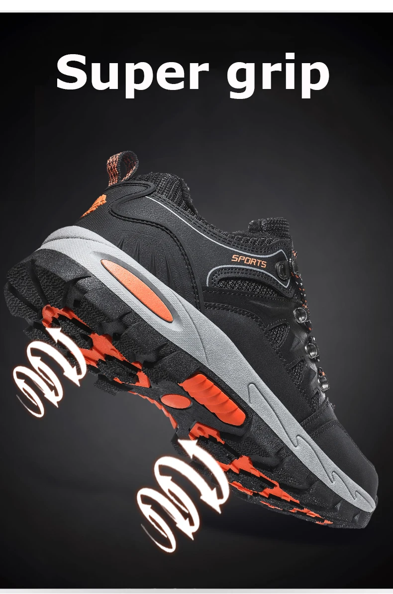 Abhoth Running Shoes Men Sneakers Winter Plus Velvet Keep Warm Snow Non-slip Waterproof Outdoor Hiking Shoes Large Size 36-48