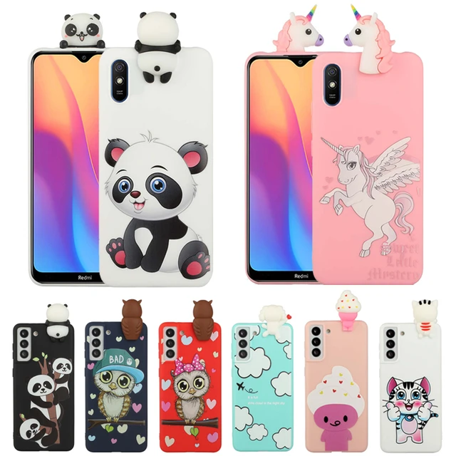 Funda para Xiaomi Redmi 9A (no compatible con REDMI Note 9) Funda de  silicona 3D de dibujos animados de animales rosados, niños, adolescentes,  niñas