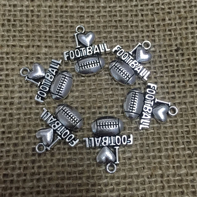 Bulk Black Bead Necklaces with Football Charms - 150 Pc.