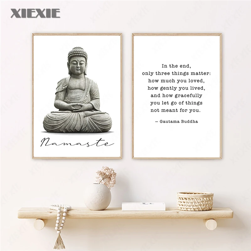 Zen Buddha Head Statue Poster Inspirational Quotes Canvas Prints Minimalist Mural Picture Painting Buddhism Modern Home Wall Art