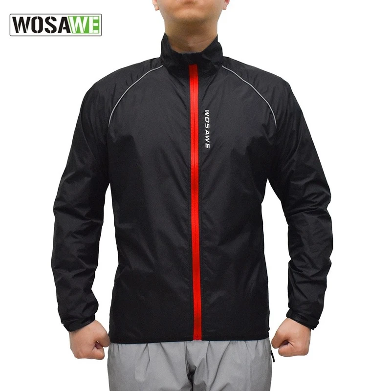 WOSAWE Reflective Waterproof Men's Cycling Jacket Long Sleeve Road Mountain Bike Running Jacket