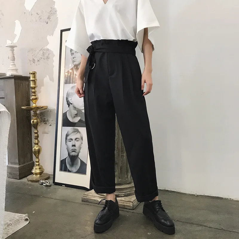 

Casual Pants Men's Designer-Retro High-waisted Pleated Explicit Thin Suit Pants Recruit Agents