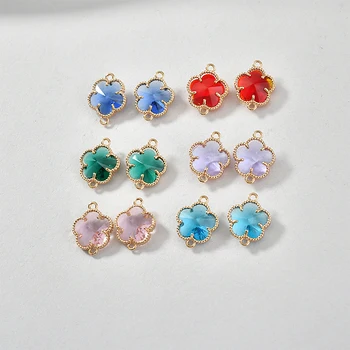 

Transparent Crystal Plum Double diao tong Package Lace Flowers Pendant DIY Bracelet Necklace Ear Stud Materials 4pcs