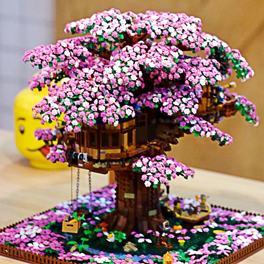 

MOC sakura Tree House Compatible With Legoeds Series 21318 nano Building Blocks Bricks Christmas bulidmoc diamonds technic parts