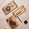 Lovesickness Wooden Serving Tray Rectangle Metal Handle Fruit Pizza Sushi Dish Food Storage Plate Container Hotel Display Pan 2