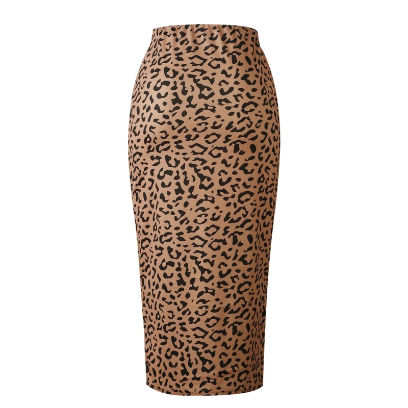 Wuhaobo леопардовая Высокая талия миди юбка Женская Осень Зима обтягивающая одежда для клубной вечеринки сексуальные юбки-карандаш