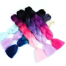 Синтетические волосы косички Красный Розовый Фиолетовый Синий Омбре цвета плетеный вязаный крючком наращивание волос Длинные огромные косички 24 дюйма 100 г/шт