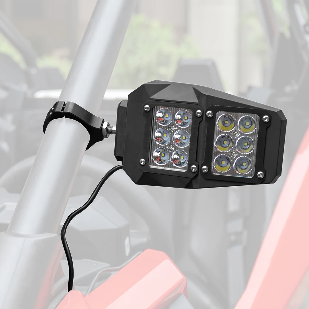 UTV 백미러 LED 라이트, Polaris RZR XP 1000 레인저, Can-am X3, Cfmoto, Arctic Cat과 호환 가능, 1.5 인치-2 인치