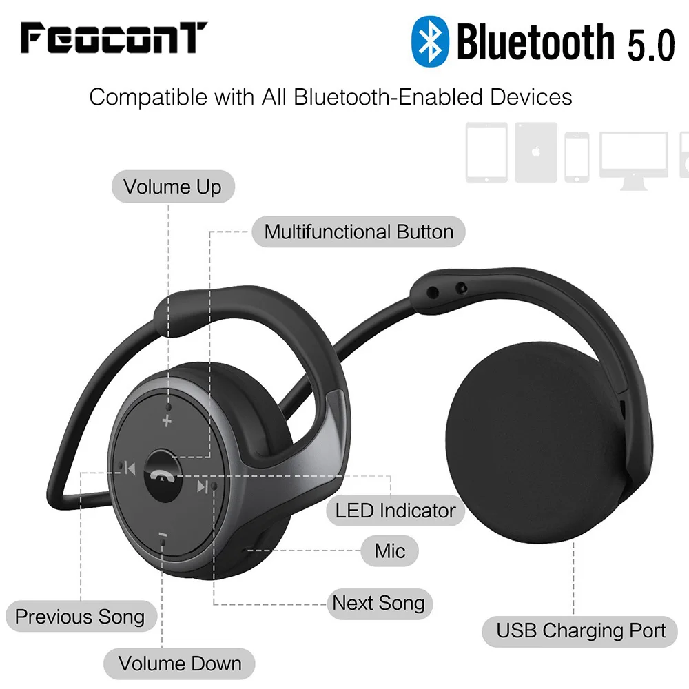 Baratos Auriculares Bluetooth banda para el cuello Auriculares deportivos inalámbricos auriculares con micrófono incorporado estéreo Hi Fi resistente al sudor