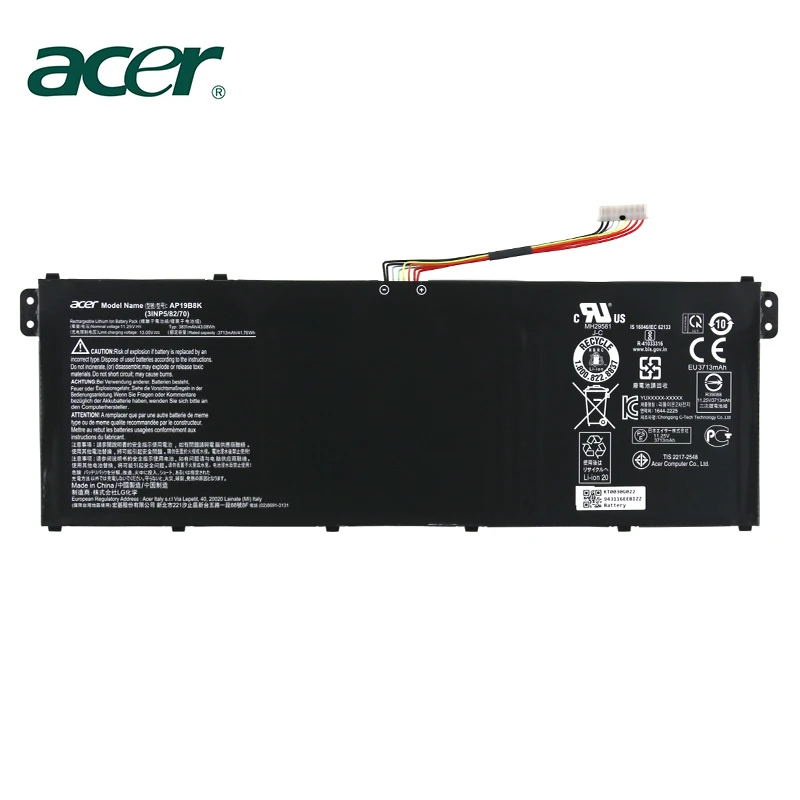 Аккумулятор для ноутбука acer AP19B8K(3INP5/82/70) 11,25 V 43.08Wh