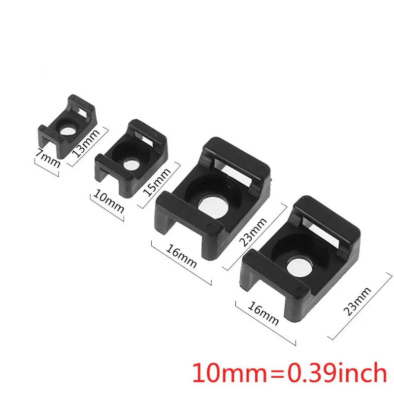 uxcell Cable Tie Mount Base Saddle Type Wire Holder Nylon 9.2mm Hole Width Black 90Pcs