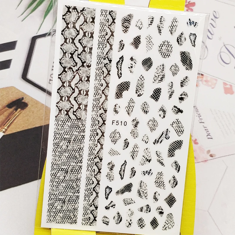 3D Nail Sticker Decals Snakeskin Honeycomb Stripe Art Decorations Stickers Sliders Manicure Accessories Nails Decoraciones | Красота и