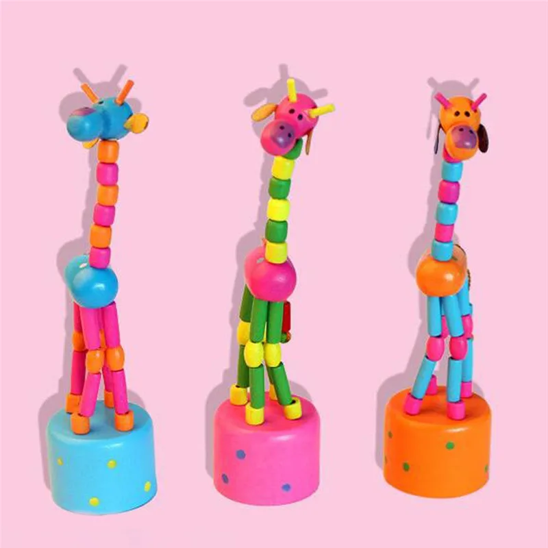 Giraffe wooden spring toy Kids Intelligence Toy Dancing Stand Rocking Wooden Toy juguetes #3N20 (3)
