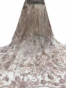 

New Arrival Nigerian Laces Fabrics High Quality African Laces Fabric For Wedding Dress 5 yards French Tulle Lace FFZ95