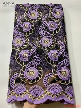 

Anna 5 yards/piece african net lace nigerian tulle fabric embroidered with beads and stones french laces fabrics for party dress