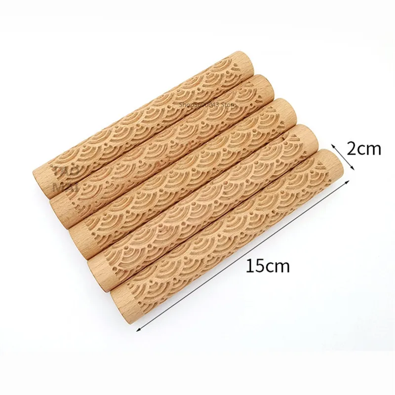 1PCS Pottery Tools Wooden Hand Pressure Roller Sculpture Wood Grain Pattern  Relief Stick Mud Roller Clay Polymer Mold - AliExpress
