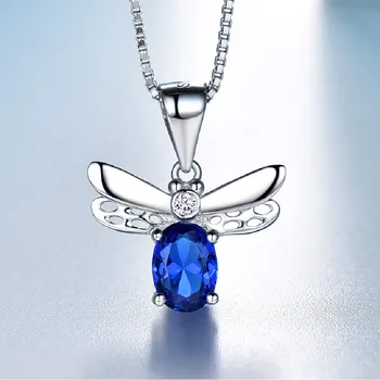 

Supply Aquamarine Topaz Pendant Necklace Material 925 Sterling Silver Cute Bee Animal Charm Necklace Pendant