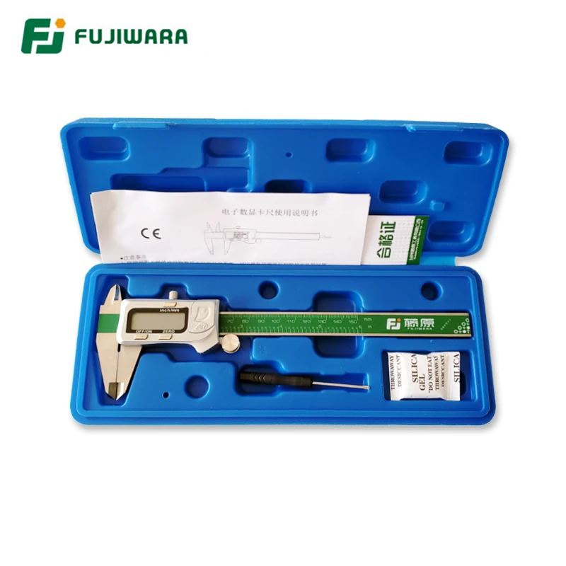 FUJIWARA IP54 цифровой дисплей из нержавеющей стали суппорт 0-150 мм/дюйм ЖК Электронный штангенциркуль