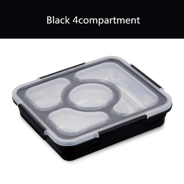 ONEUP Ланч-бокс с раздельными отделениями герметичная пищевая не Смешанная термо-коробка Bento с столовыми приборами экологически чистый контейнер для еды - Цвет: Black 4compartment