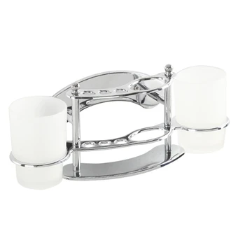 

Toothbrush Holder Bathroom Family Toothbrush Cups Tumbler Holders Chrome Bathroom Glass Cup Multifunction Holder