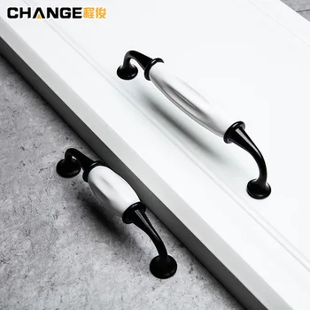 Home Retro Ceramic Door Handles Chinese style European Antique Furniture Handles Drawer Pulls Kitchen Cabinet Knobs and Handle