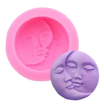 

Sun and Moon Face Silicone Mold Craft DIY Fondant Chocolate Soap Mold Handmade Polymer Clay, Wax, Crayon, Cake Decoration Tools