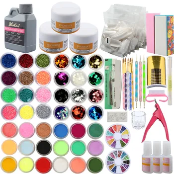 

Nail Acrylic Powder Set 120ml Acrylic Liquid French Tips Glitter Rhinestone Nail Extension Set Nail Cutter Tools Manicure Set