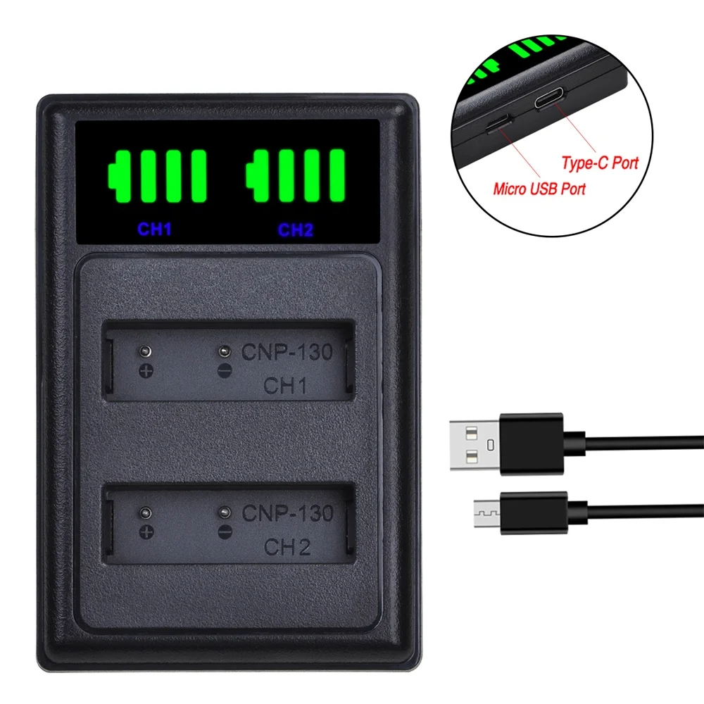 NP 130 NP130 CNP CNP130 светодиодный двойной Батарея Зарядное устройство для объектива с