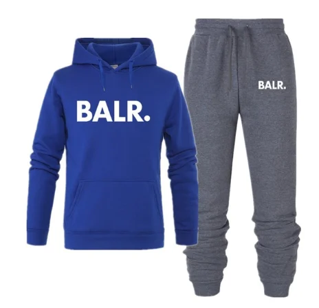 Royal blue1 Chándales de moda para hombres y модный привлекательный раздельный купальник Otoño Invierno, одежда для детей ropa deportiva; сезон весна-осень con estampado BALR conjuntos para hombres sudadera - Цвет: Royal blue1