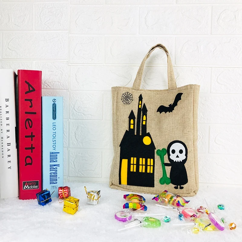 

Halloween Burlap Pouch Gift Bag Trick Or Treat Candy Tote Bag For Halloween Party Supplies Emballage Cadeau Party Tote Bags