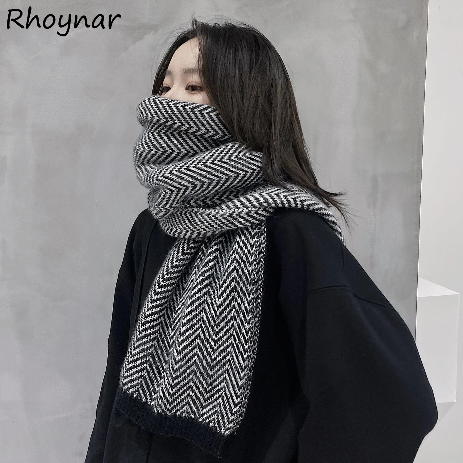 Bufandas Unisex informales a negras para de calle Harajuku, diseño que combina con todo, para mantener el calor, novedad| Bufandas de mujer| -