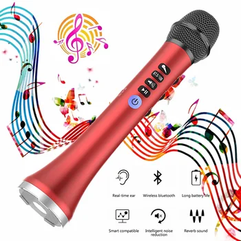 

Wireless Bluetooth Karaoke Microphone with one button to eliminate song function, Protable Handheld Microphone