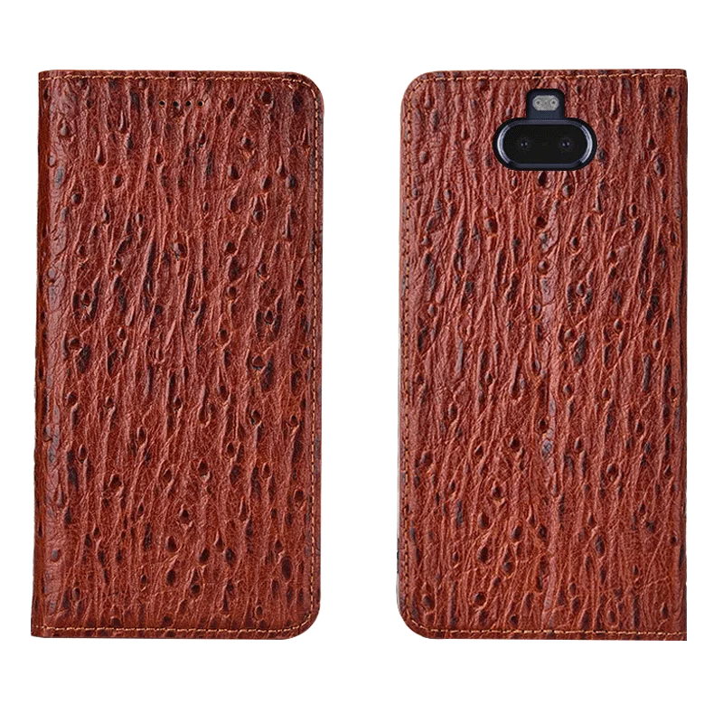 

Ostrich Pattern Genuine Leather Ultra Thin Card Slot Case For Sony Xperia 10 Plus/Sony Xperia 10 Magnetic Case Standing Cover