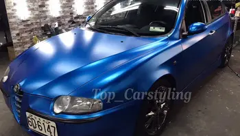 

Blue satin metallic Vinyl Lightning Car Wrap covering foil with air bubble free Like 3M quality With Low tack glue 1.52x18m