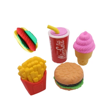 

1 Pack 4pcs Different Models Mixing Cute Fruit Cuisine Shape Rubber Eraser Student Learning Stationery For Child Creative Gift