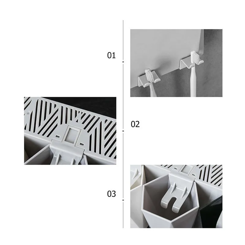 Настенный держатель для зубных щеток на присоске, 3 чашки для полоскания, набор для ванной в геометрическом стиле, стойка для зубных щеток, органайзер, экономия места
