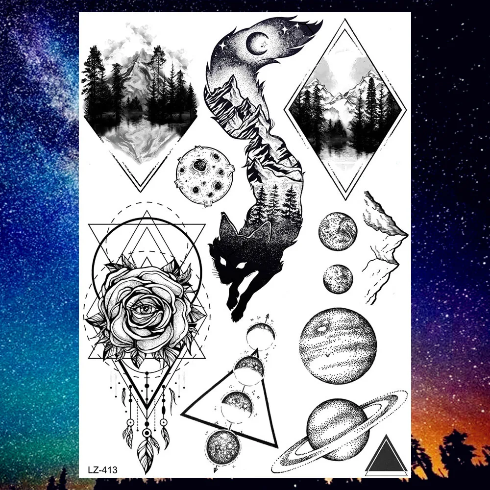 25 стиль астронавт временная татуировка наклейка Космос Вселенная Водонепроницаемая поддельная флеш-тату наклейка s космическое пространство мужской женский боди-арт - Цвет: PLZ413