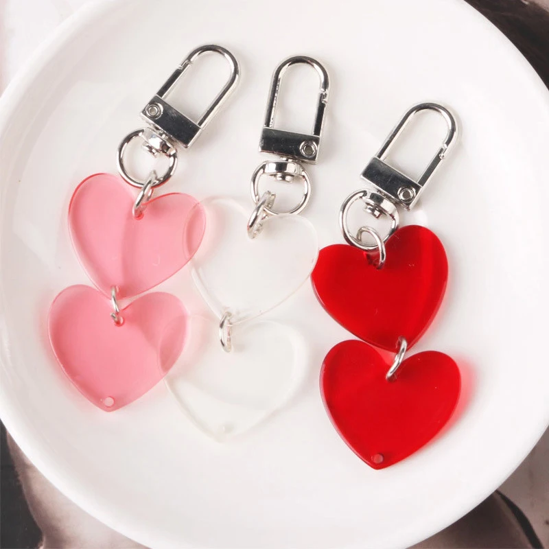 Модный прозрачный брелок в форме сердца для женщин, очаровательный ...