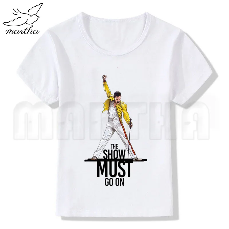 The queen Band Freddie Mercury/Летние Стильные Забавные милые топы для девочек, модная уличная одежда, Harajuku, футболка для мальчиков уличная детская белая футболка - Цвет: WhiteB