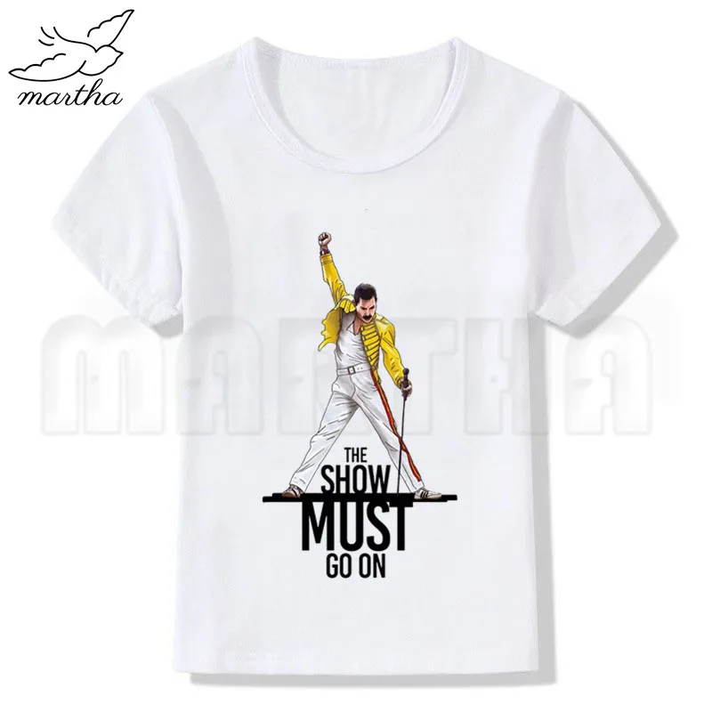 WhiteB The queen Band Freddie Mercury/Летние Стильные Забавные милые топы для девочек, модная уличная одежда, Harajuku, футболка для мальчиков уличная детская белая футболка - Цвет: WhiteB