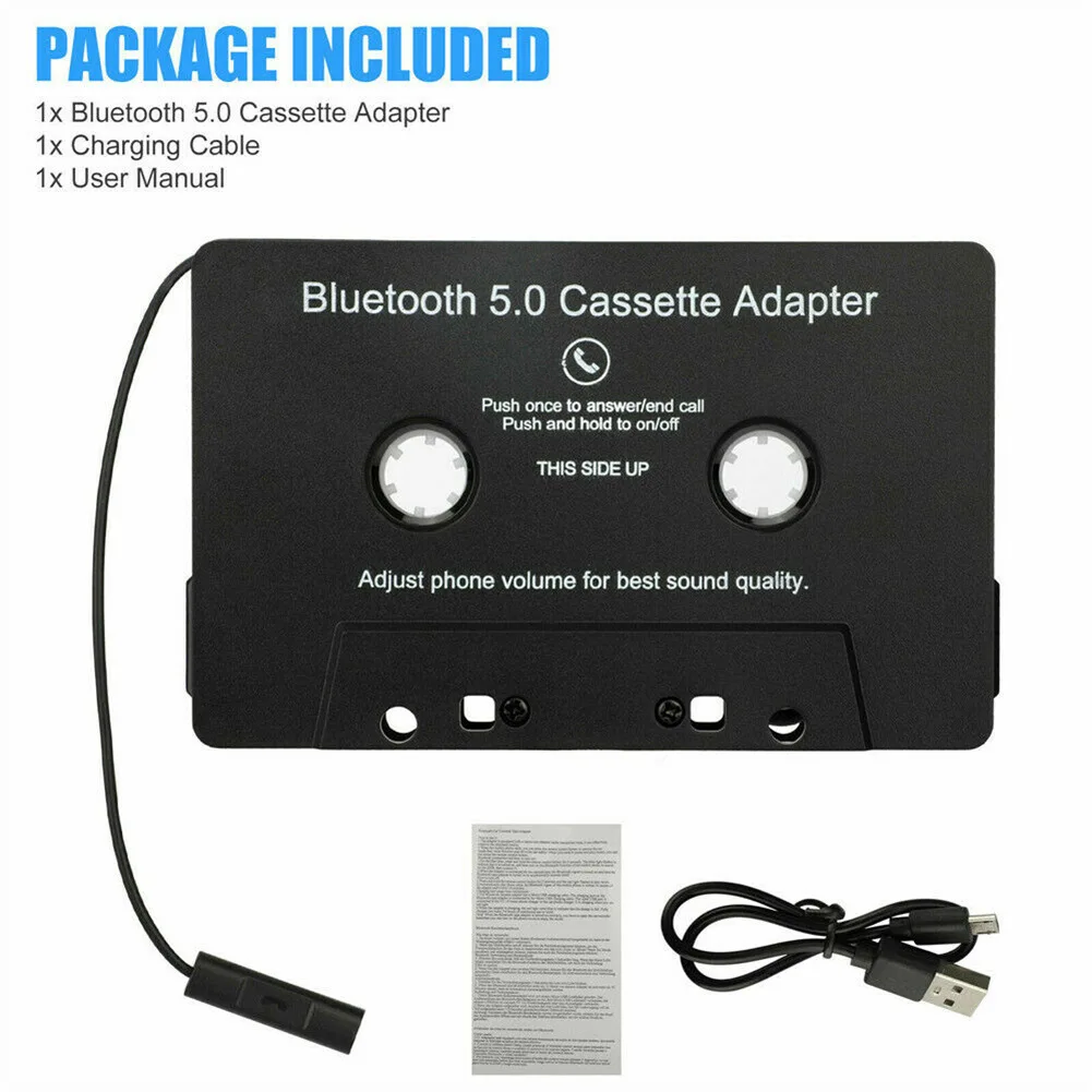 Car Bluetooth 5.0 Tape Cassette Adapter with Microphone 6H Music Time 168H Standby Smartphone Cassette Adapter Car MP3 Phone