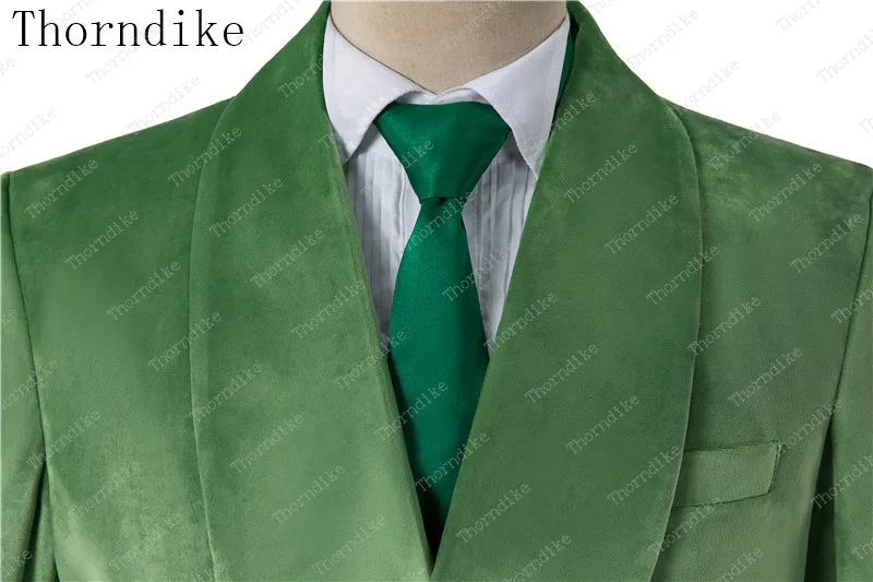 Thorndike портной зеленый бархат мужские костюмы Slim Fit Жених выпускного вечера смокинг 1 шт. Мужской Блейзер люксовый бренд куртка Terno