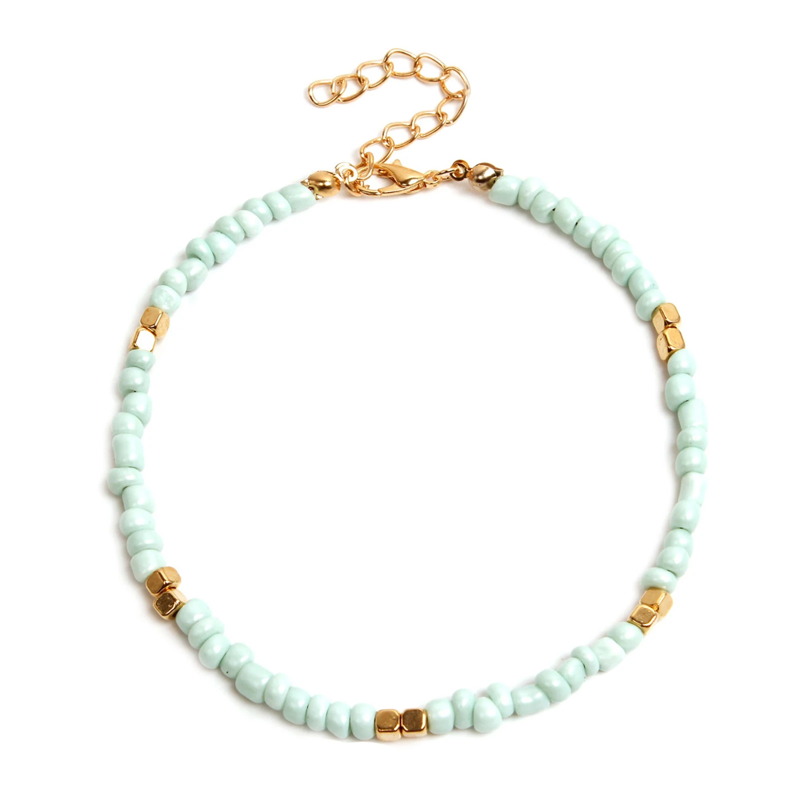 Beads Anklet Bohemian Colorful Glass Beaded Anklet For Women Handmade 21cm 1 Piece